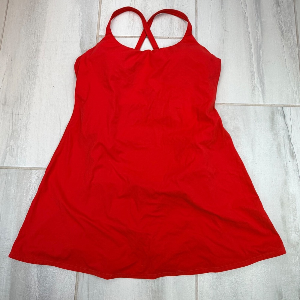 Halara Red Cross Back Active Dress Built-in Bra Size L 02632002
